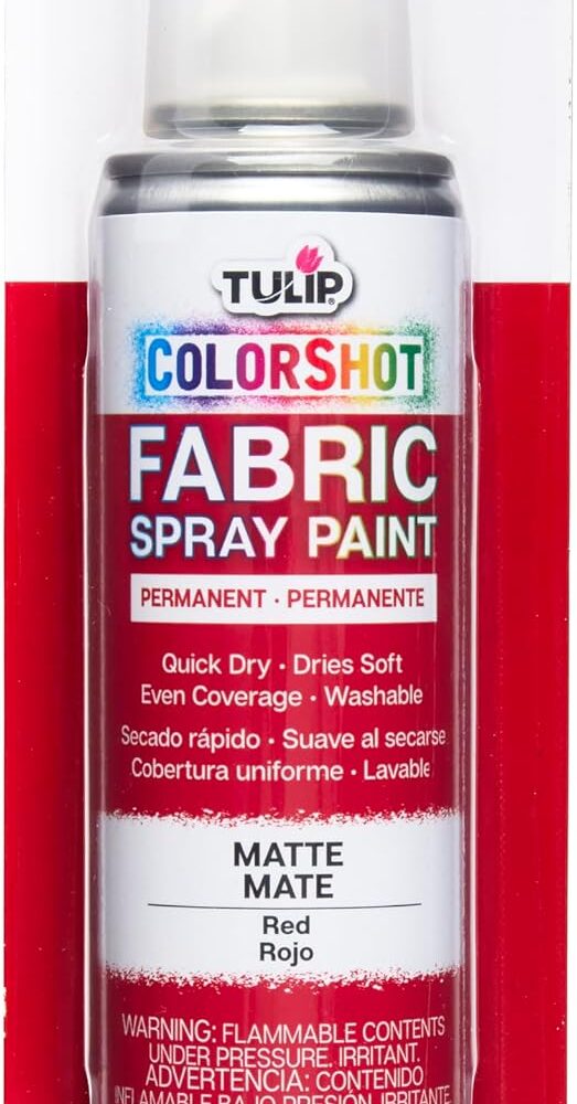 TULIP ColorShot Fabric Spray Paint, Red, 3 oz | Quick-Drying & Machine Washable Permanent Fabric Paint for Clothing & DIY Fabric Projects