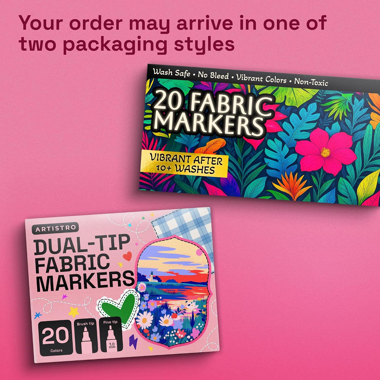 ARTISTRO 20 Fabric Markers for Clothes and Textiles - Acrylic Paint Pens | Permanent, No Bleed, Fabric Decorating Kit for T-Shirts, Bags, Canvas, Shoes, Crafts, and More, Brush and Fine Tip - Image 10